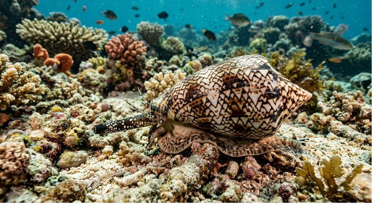 Cone snail, the source organism for Ziconotide.
